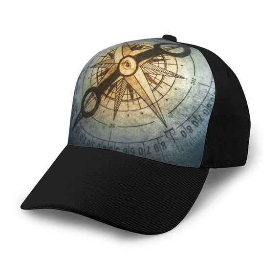 Yiaed Vintage Compass Print Baseball Cap Dad Hat Polo Style Plain Blank Adjustable Size