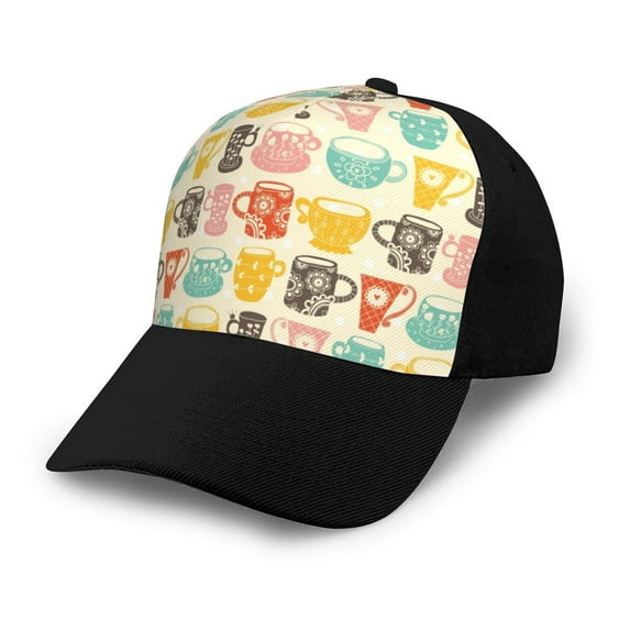 Yiaed Vintage Cup Print Baseball Cap Dad Hat Polo Style Plain Blank Adjustable Size