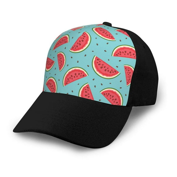 Yiaed Watermelon Print Baseball Cap Dad Hat Polo Style Plain Blank Adjustable Size