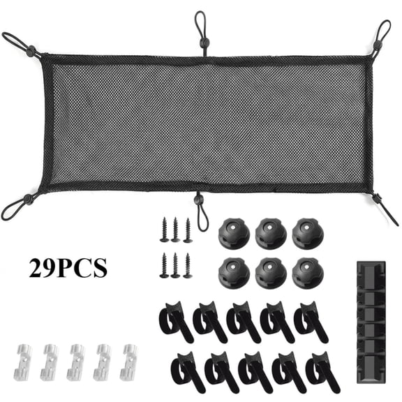 29/127 Pack Flexible Under Desk Cable Management Net, Large Capacity Cord Concealer Mesh Organizer For Desk Wires