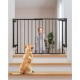 thumbnail image 1 of 29.2–43" Baby Gate for Stairs, Wall-Mounted (Drill Required), Expandable No Bottom Bar Dog Gate, Auto Close Extra Wide Walk Thru, Pet & Toddler Proof Gate, Top & Bottom of Stairways(Black), 1 of 9