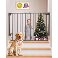 thumbnail image 1 of 29.2–43" Baby Gate for Stairs, Wall-Mounted (Drill Required), Expandable No Bottom Bar Dog Gate, Auto Close Extra Wide Walk Thru, Pet & Toddler Proof Gate, Top & Bottom of Stairways(Black), 1 of 17