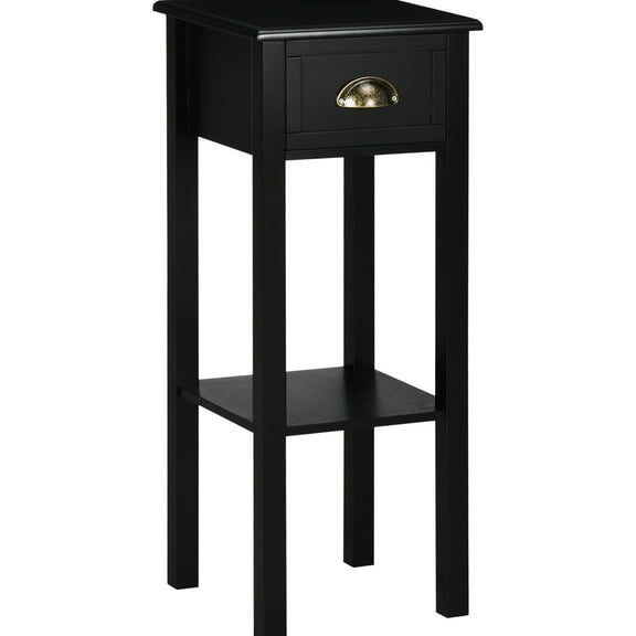 29" 2 Side Table, Black. Ideal For Living Room Use. Drawer Shelf Offers Storage Magazines, Plants. Elegant Design Suits Any Interior Decoration. Constructed From Stable . Toppling Included . High