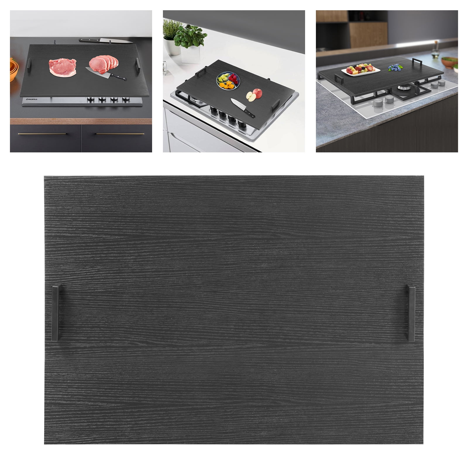 29*21*0.5 Modern Exquisite Appearance Rectangle Black Stove Top Cover With Handles for Cooktop Board