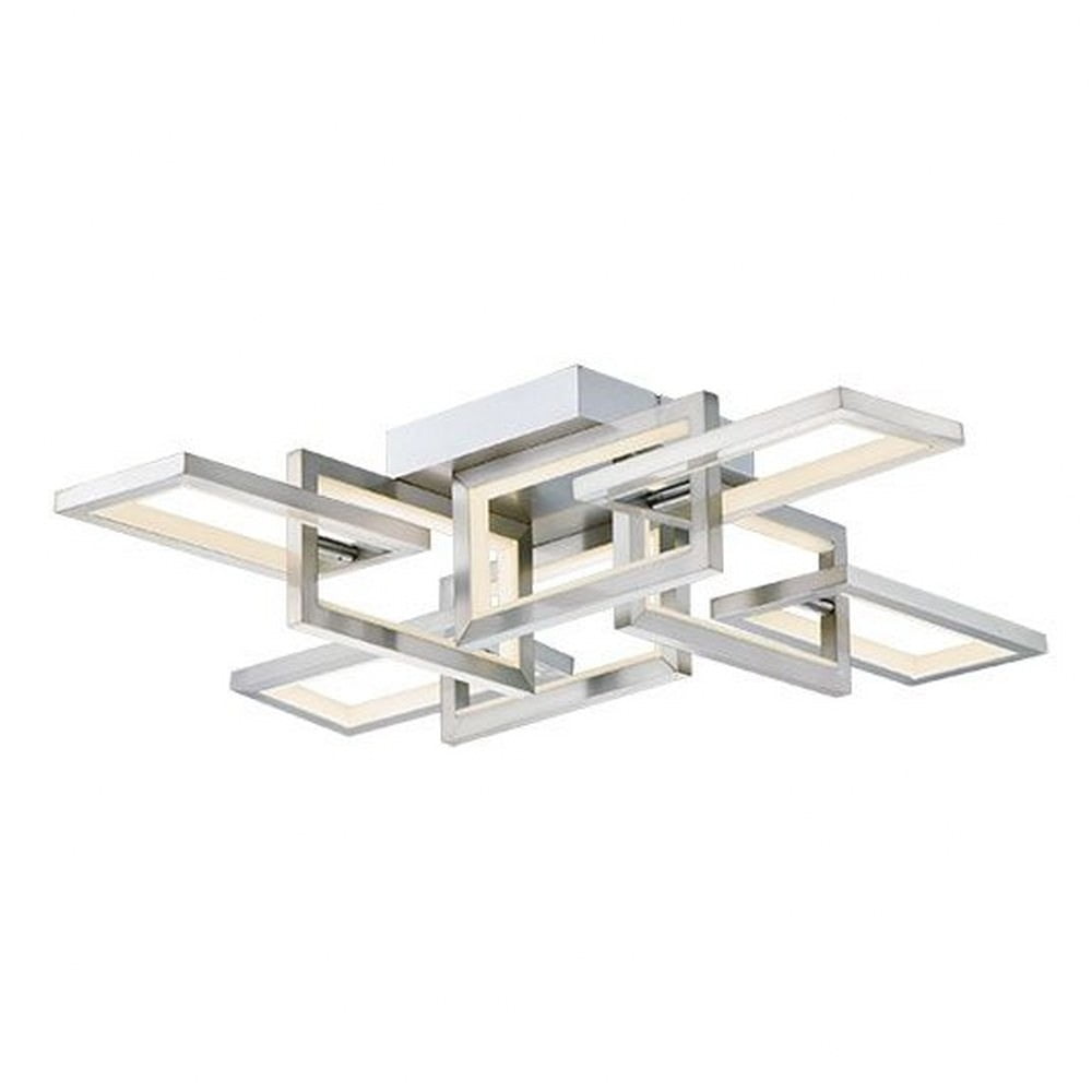 Satin Nickel 8-Light LED Adjustable Flush Mount Ceiling Fixture