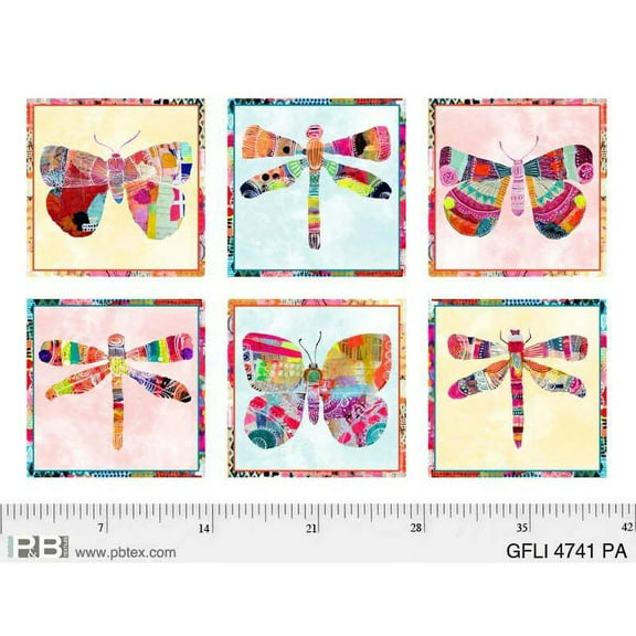 29.25" X 44" Panel Butterflies Dragonflies Butterfly Insects Bugs Garden Flight Cotton Fabric Panel (GFLI-4741-PA)