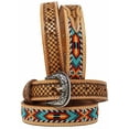thumbnail image 1 of 29-30   Kids Youth Western Rodeo Floral Tooled Beaded Leather Belt 26RT22C, 1 of 1
