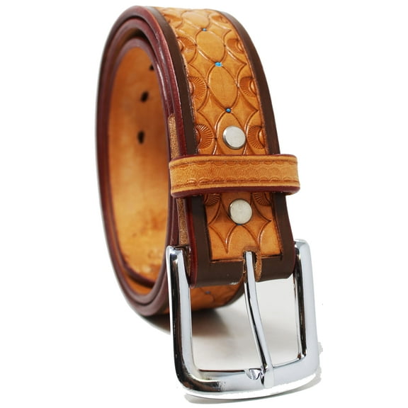 29-30  Western 1-1/2" Wide Rodeo Fashion Antique Tooled Leather Belt 2673RS