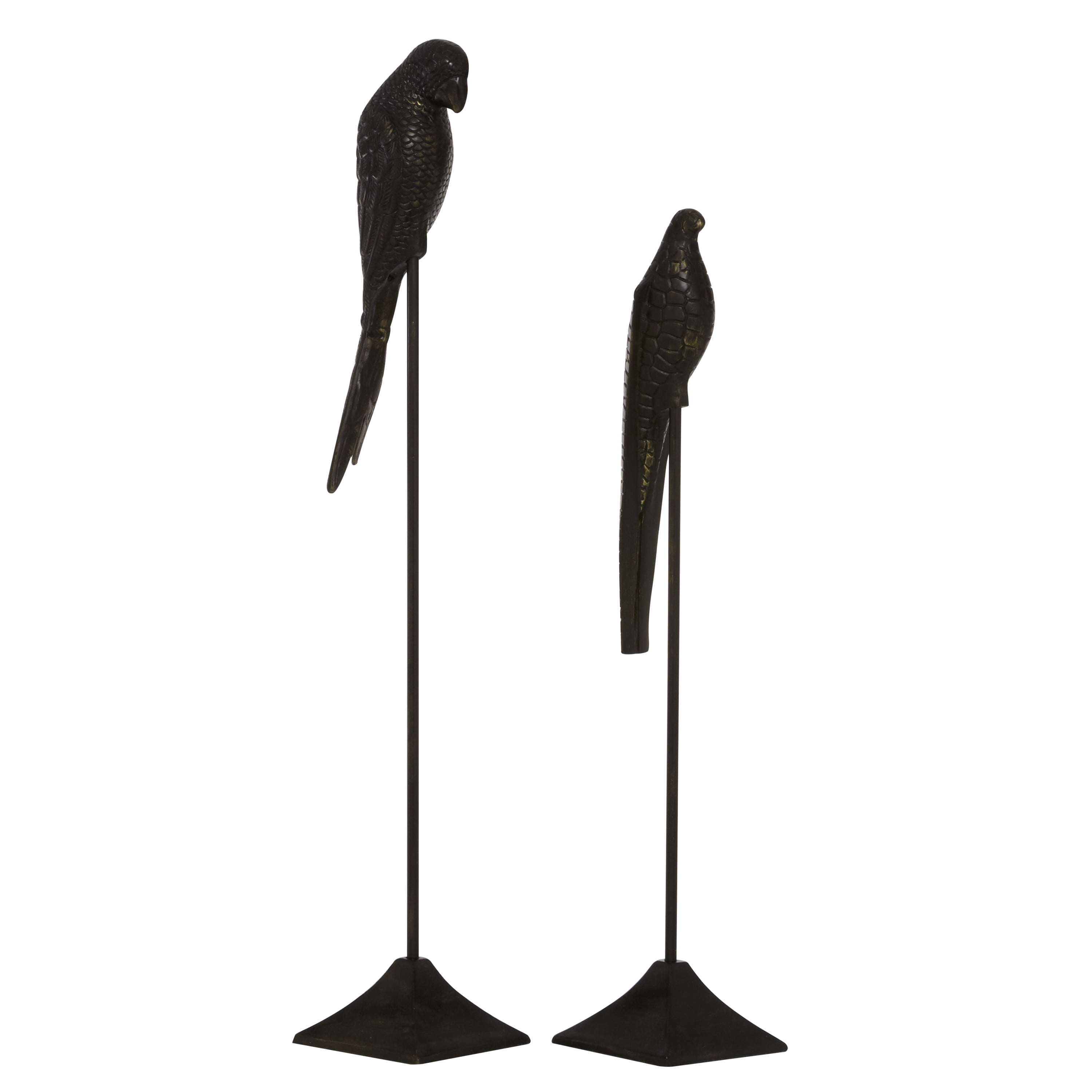 29", 35"H Black Aluminum Bird Sculpture, by DecMode (2 Count)