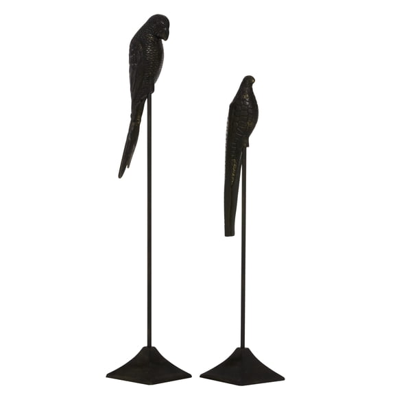 29", 35"H Black Aluminum Bird Sculpture, by DecMode (2 Count)