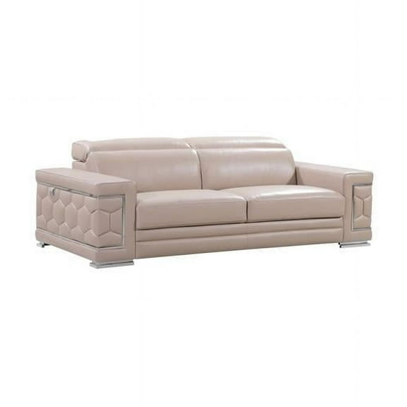 29-38 in. Modern Beige Leather Sofa