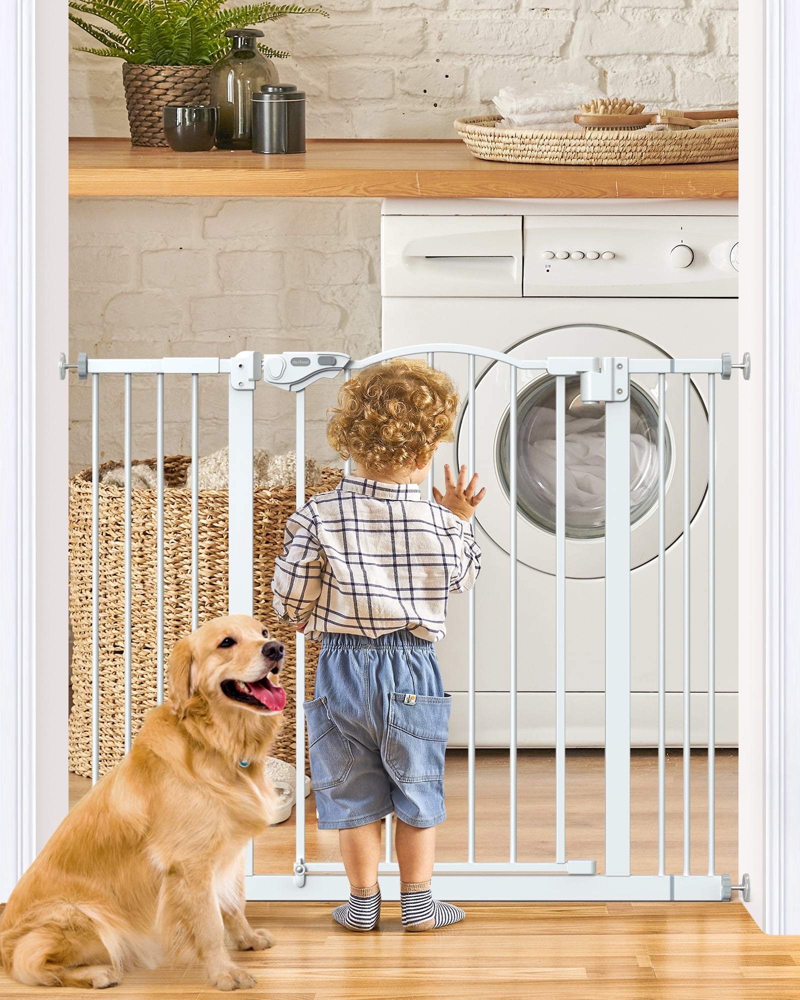 2939.6" Baby Gate for Pets, Auto Close Both Sides Dog Gate with One