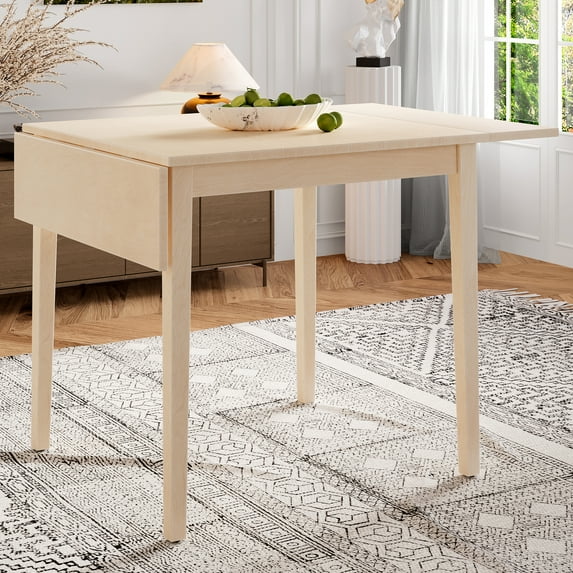 29"- 45" Extendable Wood Dining Table with Rubberwood Legs for 4, Natural(Only Table)