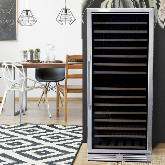 29/46/160 Bottle Wine Cooler Under Counter, Dual Zone Wine Fridge Wine Refrigerator with Stainless Steel Digital Temperature Control, Temperature Memory