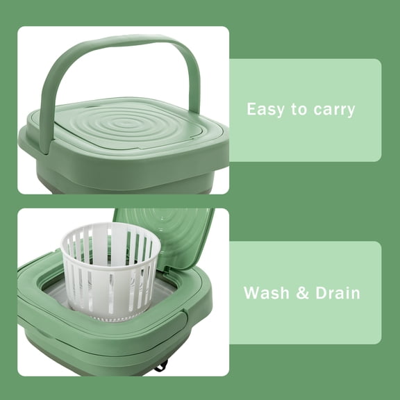 29.5*29.5*29cm 10W Portable Mini Washing Machine Semi-automatic Mint Green Washing Machine with Concealed Handle