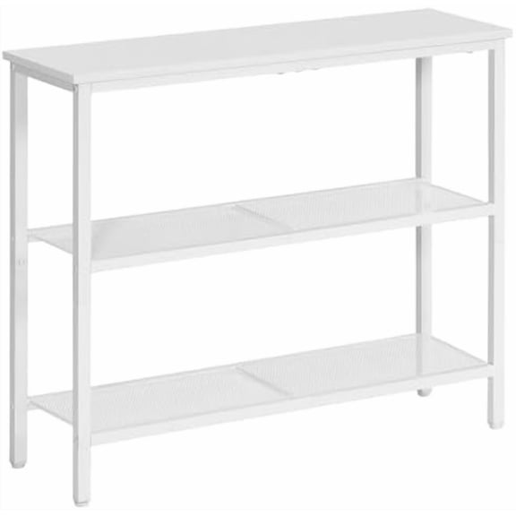 29.5" Narrow Console Table, 3 Tier Entryway Table with Shelves, Thin Sofa Table, Behind Couch Table, Display Side Table, for Hallway, Entrance, Living Room, White WW73XG01