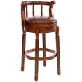 thumbnail image 1 of Solid Rubber Wood Frame Bar Stools Seat of 360° Swivel Counter, Vintage Upholstered Armless Barstools with Back and Leather Padded Seat for Kitchen Island Home Bar (Brown), 1 of 7