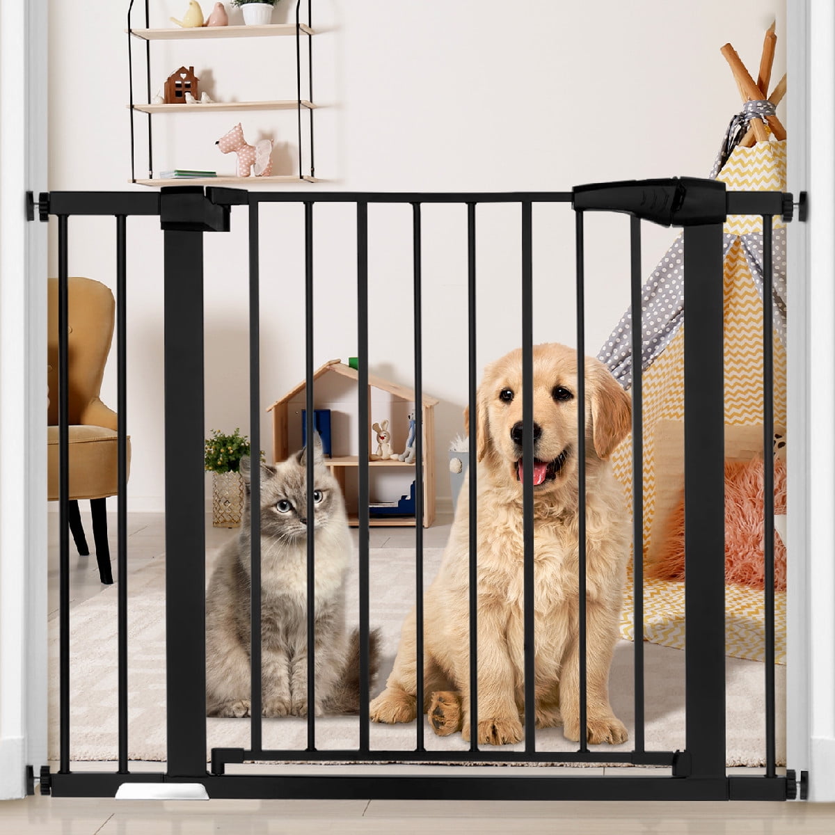 29.5'' 40.5'' Baby Safety Gate with Door, Baby Gates for Top Stairs
