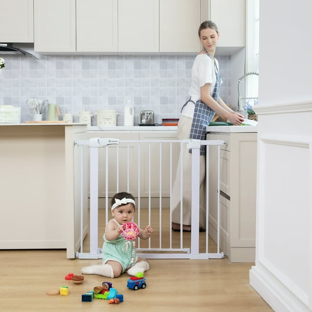 29.5'' 40.5'' Baby Safety Gate with Door, Baby Gates for Top Stairs