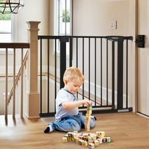 29.5"-43.3" Extra Wide Safety Baby Gate for Stairs Doorways, Top of Stairs, Black