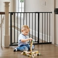 thumbnail image 1 of 29.5"-43.3" Caveen Extra Wide Safety Baby Gate for Stairs Doorways, Top of Stairs, Black, 1 of 10