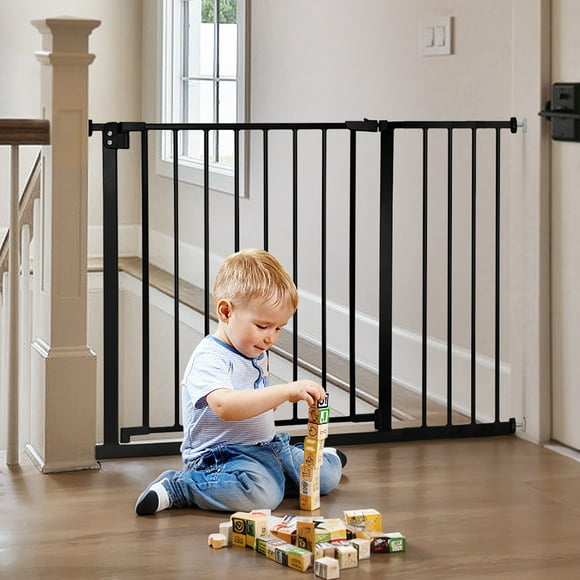 29.5"-43.3" Caveen Extra Wide Safety Baby Gate for Stairs Doorways, Top of Stairs, Black