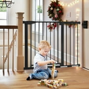 29.5"-43.3" Extra Wide Safety Baby Gate for Stairs Doorways, Top of Stairs, Black