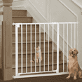 thumbnail image 1 of Pet Gate, Domipet 29.5"-43.3" Extra Wide Safety Pet Gate for Stairs Doorways, Top of Stairs, White, 1 of 9