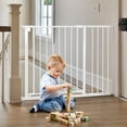 thumbnail image 1 of 29.5"-43.3" Caveen Extra Wide Safety Baby Gate for Stairs Doorways, Top of Stairs, White, 1 of 10