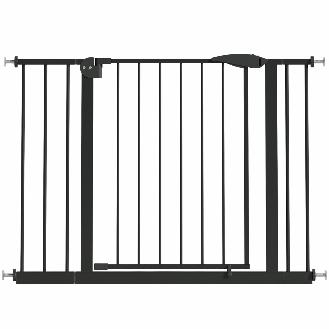 29.5-44.1 in Wide Pressure Mounted Dog Gate for Stairs and Doorways, No Drill Walk-Through Metal Pet Gate, Black
