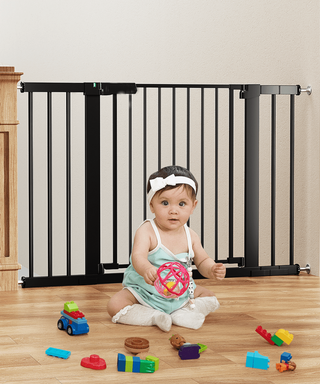 Baby Safety Gate, Caveen Extra Tall 36'', 29.5-46'' Wide Baby Gate Stairway and Hallway, for Ages 6 to 36 Months, Black