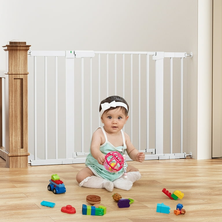 29.5 46 Extra Wide Baby Gate Stairway and Hallway with Pressure Mounted White