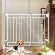 Pet Gate, Caveen No Bottom Bar Pet Safety Gate, 27.5-43 Dog Safety Gate for Stairs and Doorway, White