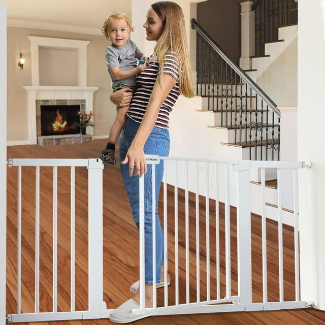 29.551.6'' Extra Wide Baby Gate, 30''H Safety Doorway Gates Pressure Mounted,White