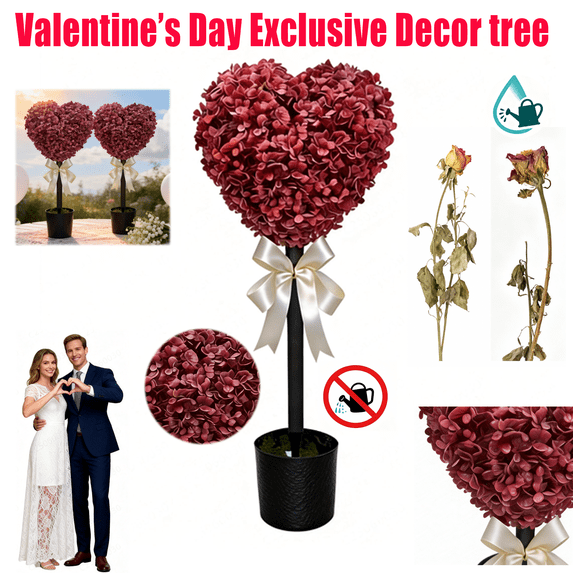 29.5" Heart Shaped Artificial Boxwood Topiary, Waterproof & No Watering Faux Plant, Ideal Valentine's Gift for Partner & Indoor Outdoor Home, Porch Decor, Entryway, Garden Accent（1PC）