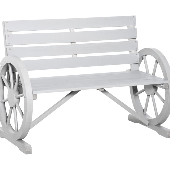 29.5" High Wood Bench with Back Support / Perfect for Patio and Garden Gathering