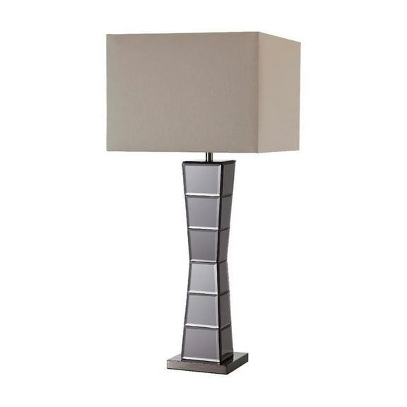 29.5 In Alistair Crystal Black Mirror Square Tower Table Lamp