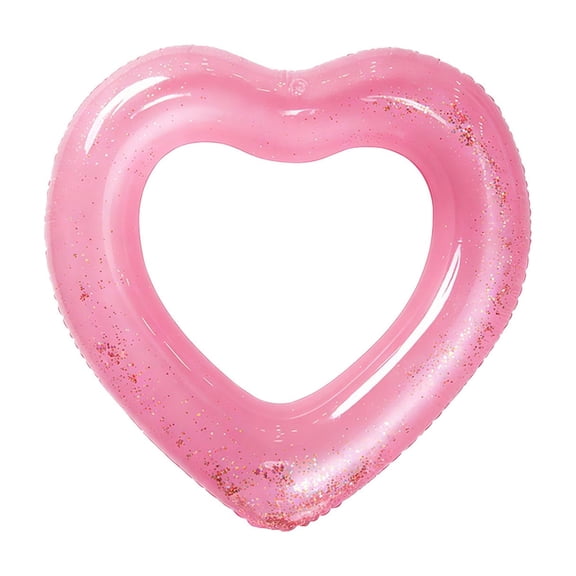 29.5" Inflatable Heart Pool Float, Swim Heart Shaped Pool Ring Float Loungers Tube for Summer Swimming Pool Beach Bachelorette Party, Durable & Easy to Inflate (Pink-B)