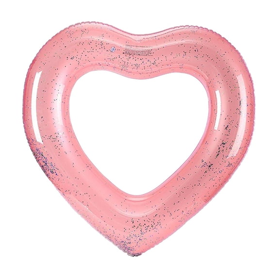 29.5" Inflatable Heart Pool Float, Swim Heart Shaped Pool Ring Float Loungers Tube for Summer Swimming Pool Beach Bachelorette Party, Durable & Easy to Inflate (Pink-A)