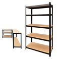 thumbnail image 1 of 29.5"L x 11.8" D x 66" H Shelving Unit Storage Rack 5-Shelf Adjustable Garage Shelves Utility Rack Display for Home Office Garage, 386lbs Capacity Per Tier Boltless Easy Installation, Black, 1 of 5