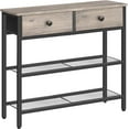 thumbnail image 1 of 29.5" Narrow Console Table with 2 Fabric Drawers, Sofa Table, Small Entryway Table with 3-Tier Storage Shelves, Behind Couch Table, for Living Room, Hallway, Greige and Black BG72XG01, 1 of 18