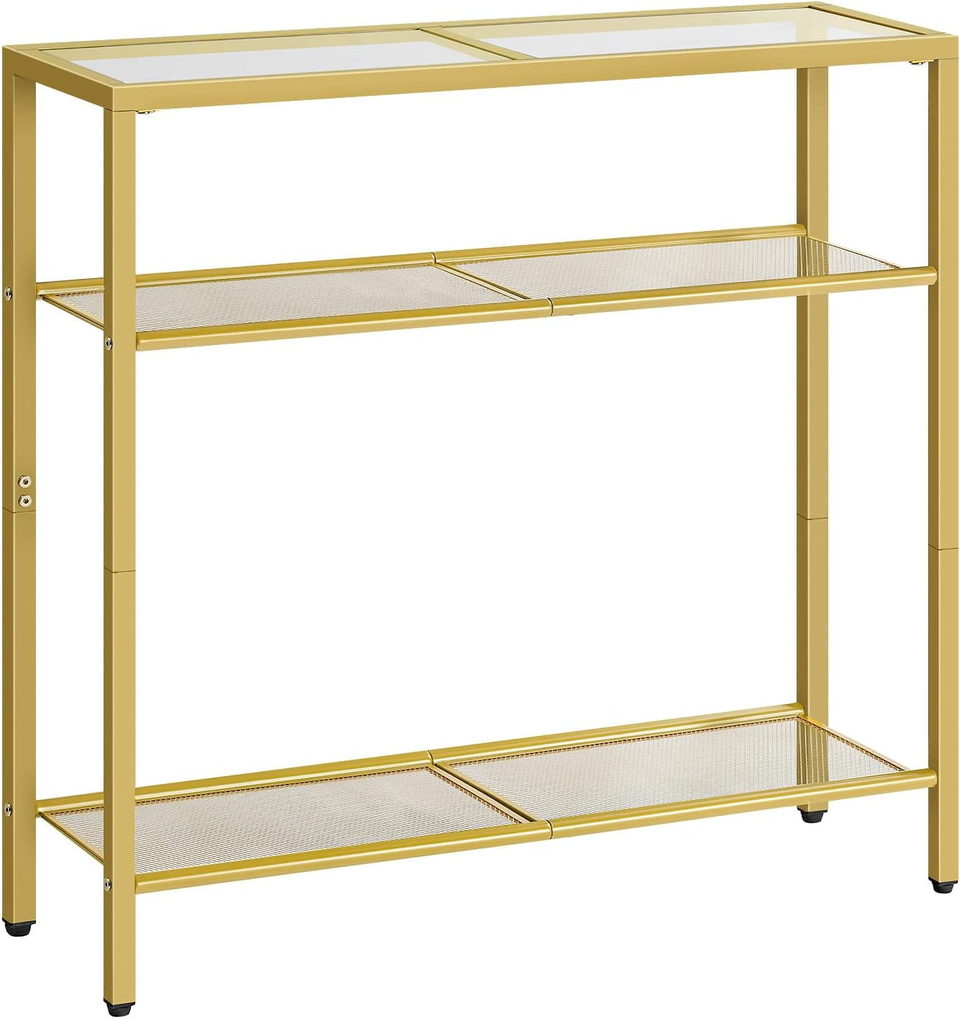 29.5" Narrow Console Table, 3-Tier Tempered Glass Sofa Table, Small Side Table, Modern Entryway Table, for Entrance, Living Room, Foyer, Hallway Bedroom, Gold