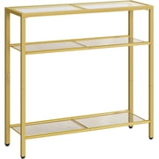 29.5" Narrow Console Table, 3-Tier Tempered Glass Sofa Table, Small Side Table, Modern Entryway Table, for Entrance, Living Room, Foyer, Hallway Bedroom, Gold GD21XG01G1