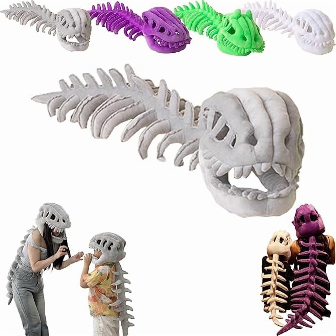 2026 Dino Skeleton Plush, Spinosaurus Plush Dinosaur Skeleton Outfit, 3D Dress Up, Washable (Gray)