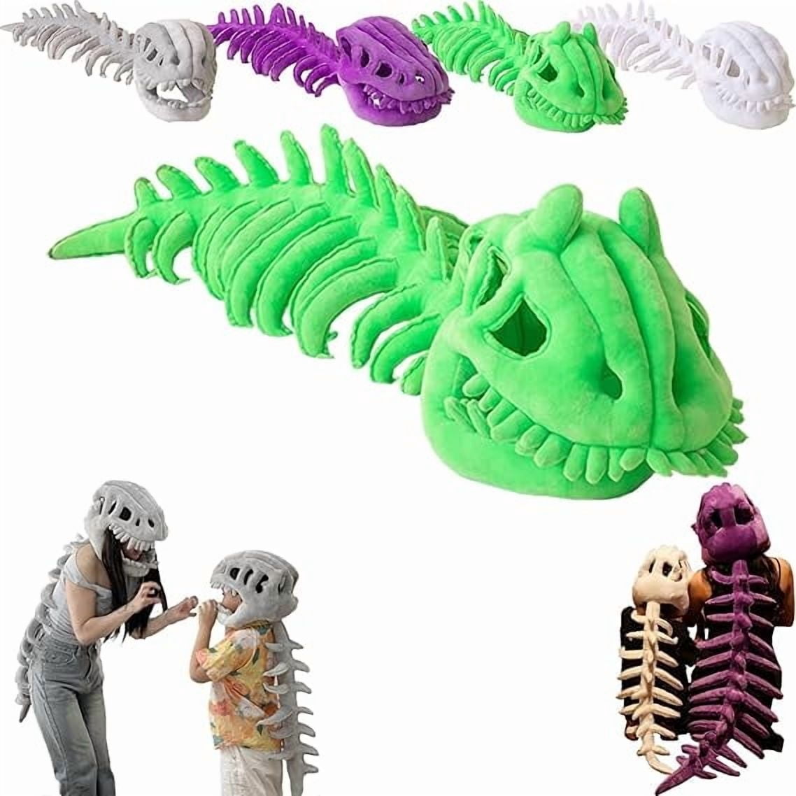 29.5" Spinosaurus Plush Dino Outfit, Outfit Halloween Fun Dinosaur Skeleton Plush Costume with Spine Extension for Parties, Wearable Dino Skeleton Plush (Green)