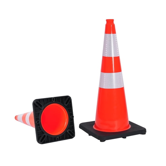 29.5" Traffic Safety Cones, 7 lb Weighted PVC Construction Cones-2 Pack