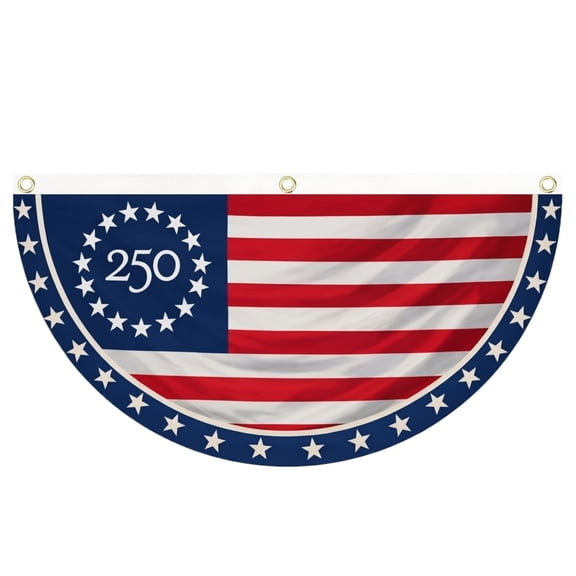 29.5 in. US 250 Fan Flags — 4th of July Decorations — Porch Railings, Fence Lines & Garage Doors, perfect for Summer BBQ Parties and Memorial Day events with classic Americana Style