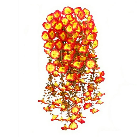 29.5-inch Artificial Flowers, Morning Glory Hanging Vine with Eucalyptus Leaves, Fall Color Faux Flowers for Outdoor Decor, Detachable Rustic Porch Decor, Fade-Resistant