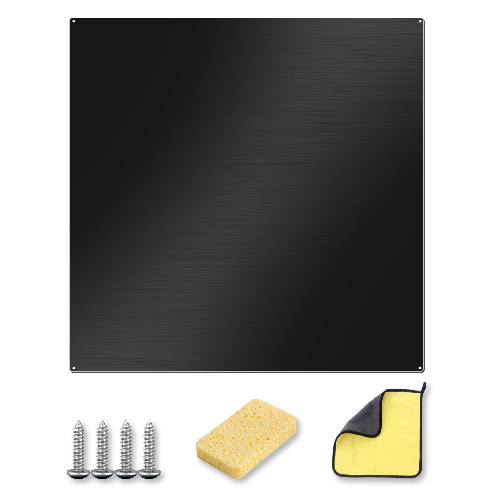 29.5"x 29.5"Black Stainless Steel Backsplash Panel for Stove & Range Hood - Matte Finish Kitchen Wall Splatter Guard with 6 Pre-Drilled Holes,Easy to Clean,Metal Backsplash for Countertop