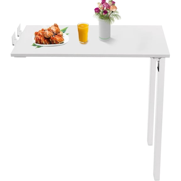 29.5" x15.7" Wall Mounted Folding Table Flip-up Table Dining Table with Support Legs, 29.1 Inch Tall Fold Down Desk for Small Spaces